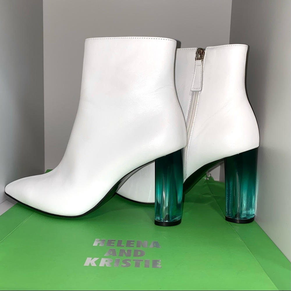 Brand new w/box Helena and Kristie White booties